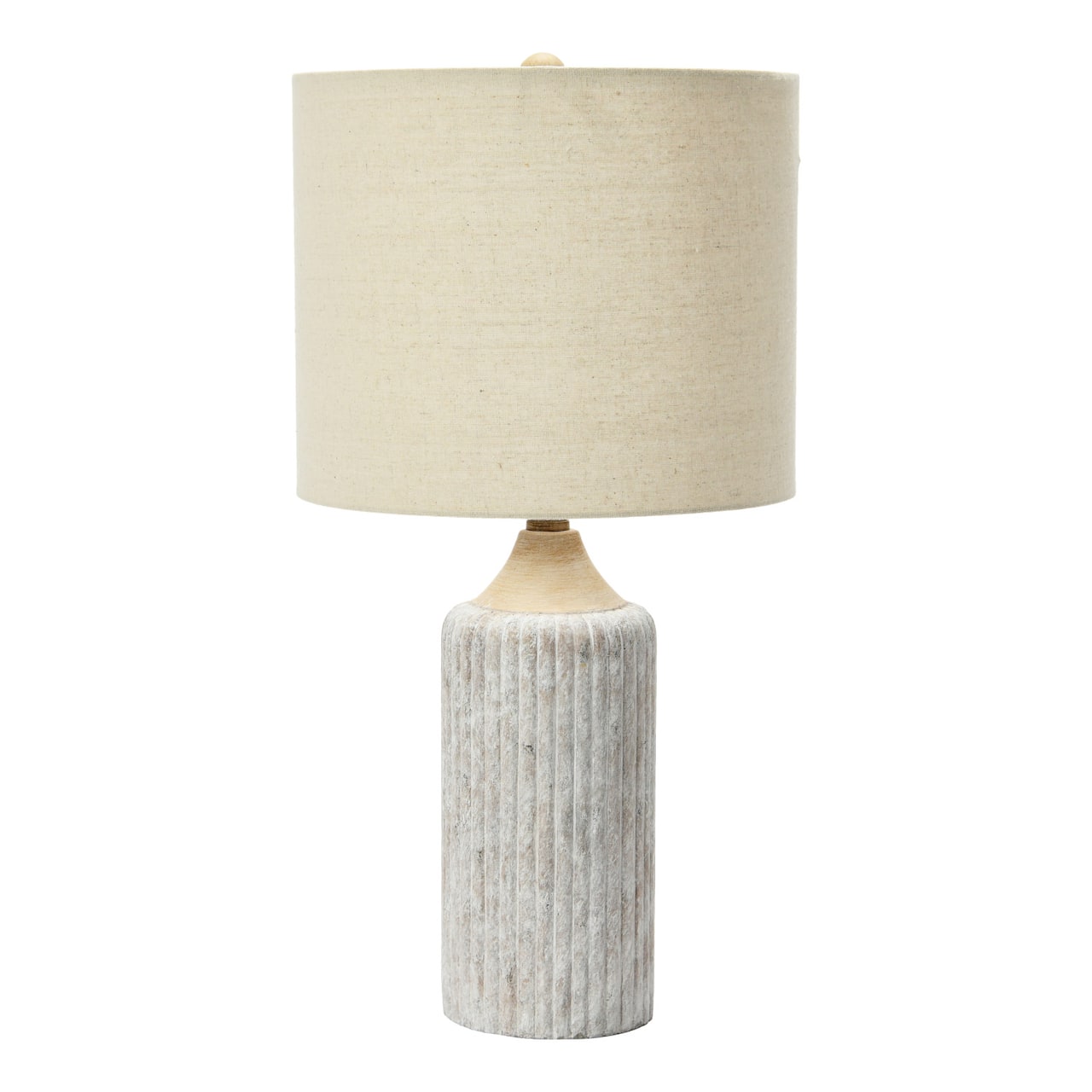 Hello Honey® 23.5" Fluted Cement Desk Lamp with Linen Drum Shade